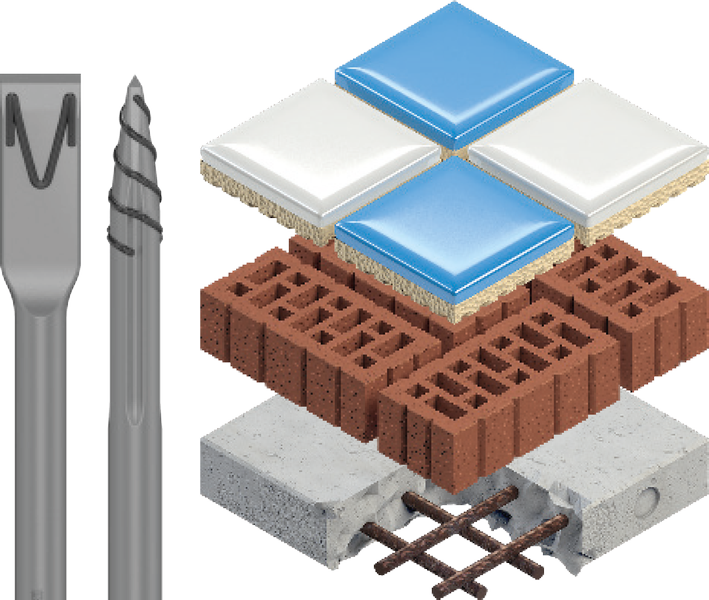 Mejsling af murværk.