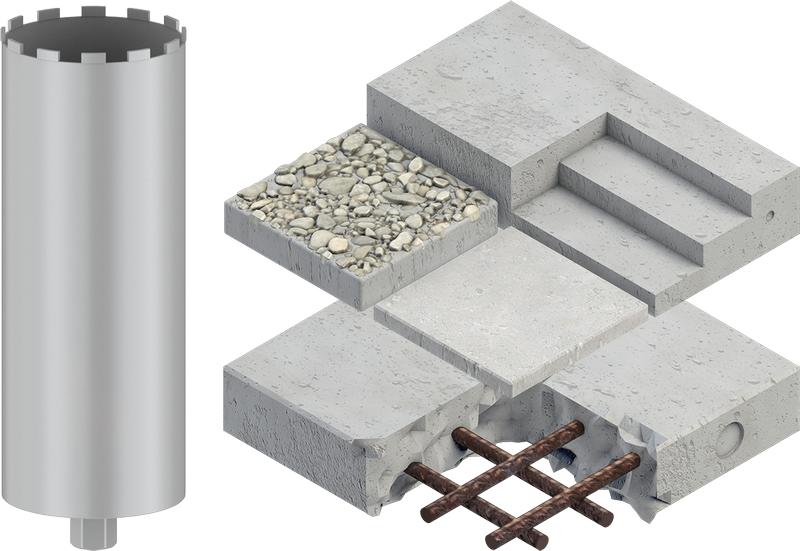 Diamantborekrone vådskæring.