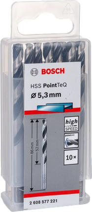 Paquete de brocas Bosch HSS PointTeQ de 5,3 mm.