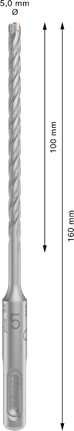 Broca para taladro percutor Bosch PRO SDS plus-5X 5 x 100 x 160 mm.