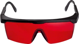 Gafas de visión láser Bosch con lentes tintadas en rojo.