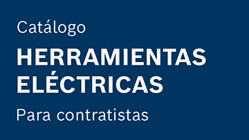 Catálogo de herramientas eléctricas para contratristas en fondo azul.