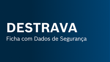 Um fundo em gradiente azul exibe a palavra 'DESTRAVA' em fonte branca em negrito, com um subtítulo em texto menor abaixo.