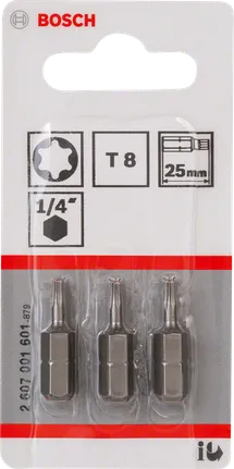 Pontas de chave de fenda extra duras Bosch T8 25 mm.