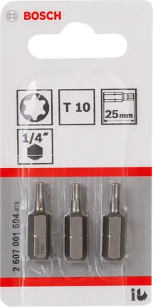Pontas de chave de fenda Bosch T10 25mm 1/4″.