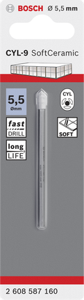 Broca Bosch 5,5 mm CYL-9 para azulejos de cerâmica.