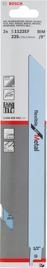 Bosch Sabre Saw Blades S1122 EF - 2 Piece Wood Cutting Blade Set