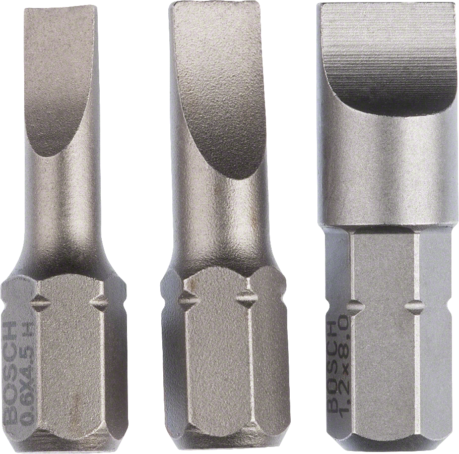 Conjunto de 3 pontas para chaves de fenda extra duras da Bosch .