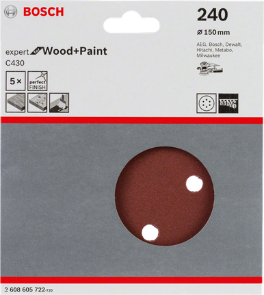 Folha de lixa Bosch C430, grão 240, pacote de 150 mm.