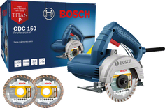 Cortador de mármore Bosch GDC 150 com duas lâminas de diamante.