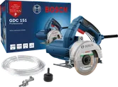 Cortador de mármore Bosch GDC 151 com acessório de alimentação de água.
