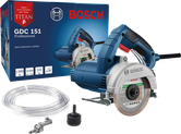 Cortador de mármore Bosch GDC 151 com acessório de alimentação de água.