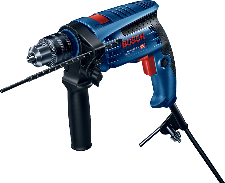 Furadeira de impacto Bosch GSB 13RE com empunhadura lateral.