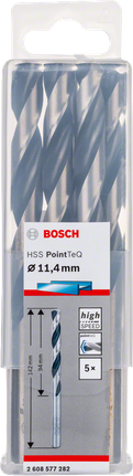 Broca helicoidal Bosch HSS PointTeQ de 11,4 mm (pacote).