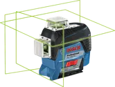 Ferramenta de nivelamento a laser Bosch GLL 3-80 CG com linhas de laser verdes.