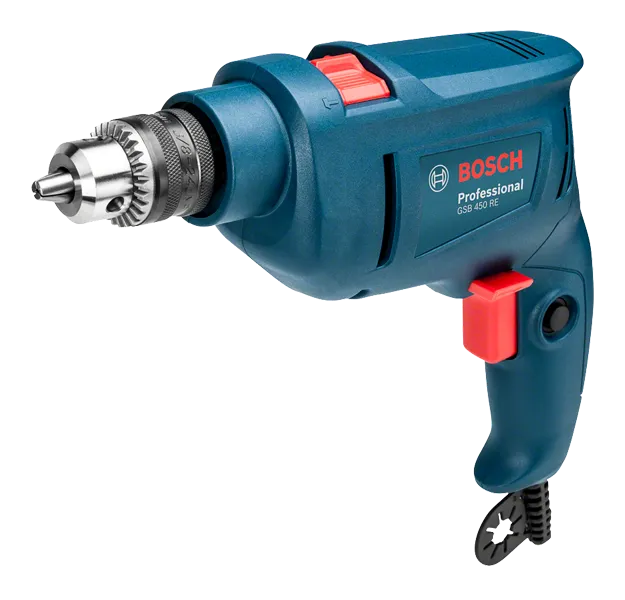 Furadeira de impacto Bosch GSB 450, potência de 450 watts.