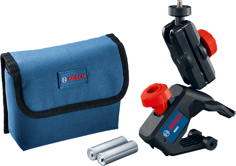 Conjunto de grampos Bosch MM1 com bolsa de transporte e baterias.