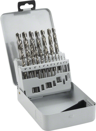 Conjunto de brocas para metal Bosch HSS-G com 19 peças em estojo.