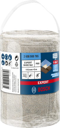 Rolo de rede de lixa Bosch EXPERT M480 115 mm × 5 m G 80.