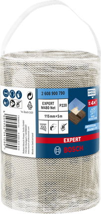 Rolo de rede de lixa Bosch EXPERT M480 115 mm x 5 m G 220.