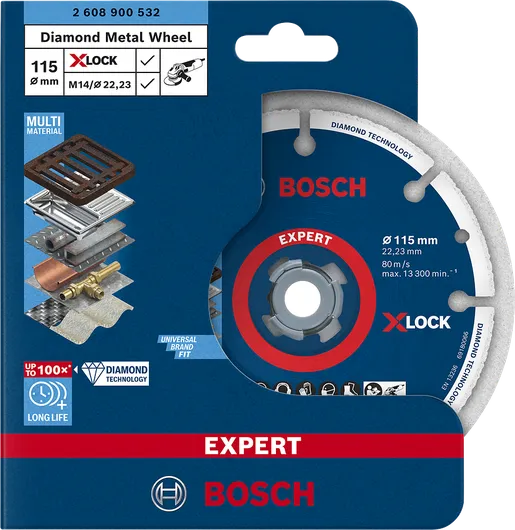 Disco de corte Bosch EXPERT Diamond Metal Wheel X-LOCK de 115 mm.