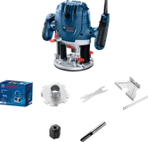 Fresadora de imersão Bosch GOF 130 com conjunto de acessórios.