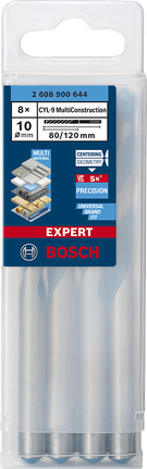 Brocas Bosch EXPERT CYL-9 MultiConstruction 10×80×120 mm, pacote com 8.