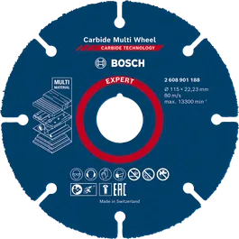 Disco de corte de carboneto multimaterial Bosch EXPERT 115 mm.