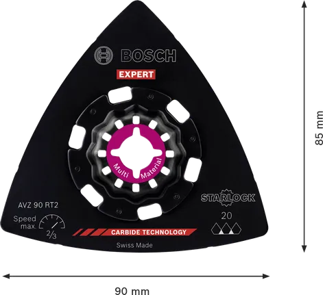 Placa de lixa de carboneto Bosch EXPERT AVZ 90 RT2 de 90 mm.