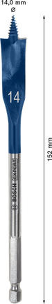Broca tipo pá de corte rápido Bosch EXPERT de 14 mm.