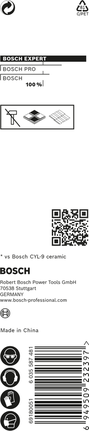 Bosch 5x EXPERT HEX-9 Hard Ceramic Bohrer Set (für Harte Fliesen