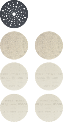 Kit inicial Bosch EXPERT M480 discos de lixa com rede aberta de 150 mm.