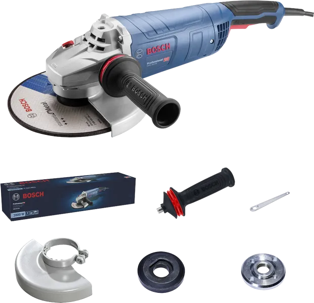Esmerilhadeira angular Bosch GWS 28-230 com acessórios.