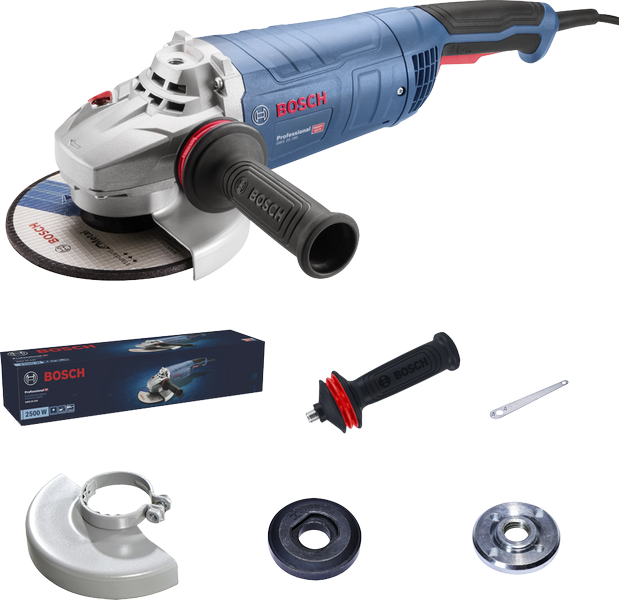 Esmerilhadeira angular Bosch GWS 25-180 com acessórios.