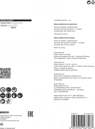 Disco de corte de carboneto Bosch EXPERT Multi Material 110 x 20 mm.
