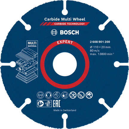 Disco de corte de carboneto multimaterial Bosch EXPERT 110x20 mm.