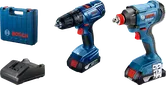 Kit combinado Bosch GDX 180-LI e GSB 180-LI com carregador e estojo.