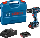 Conjunto de furadeira sem fio Bosch GSB 18V-90 C com estojo e carregador.