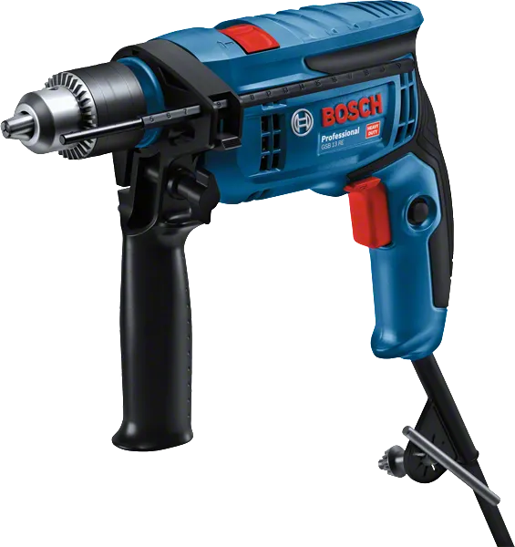 Furadeira de impacto com fio Bosch GSB 13 RE com cabo lateral.