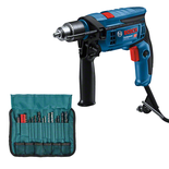 Furadeira Bosch GSB 13 RE com kit de acessórios.