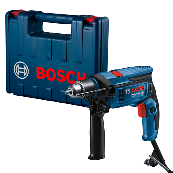 Kit de furadeira Bosch GSB 13 RE com estojo de transporte.