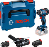 Conjunto de furadeiras Bosch GSR 18V-90 FC com cabeças intercambiáveis.
