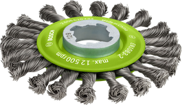 Roda de arame com nós de aço inoxidável Bosch PRO X-Lock de 115 mm.