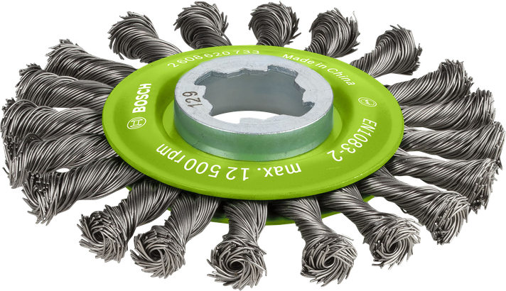 Roda de arame com nós de aço inoxidável Bosch PRO X-Lock de 115 mm.