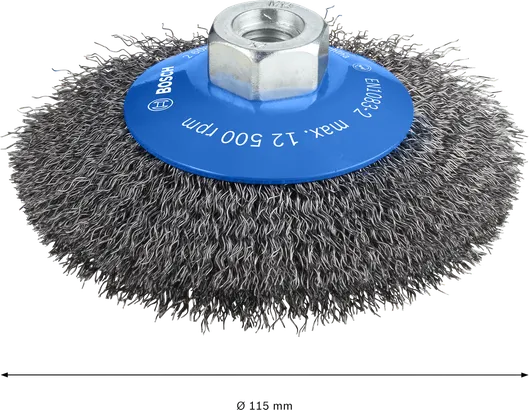 Escova cônica Bosch PRO Metal Clean, 115 mm para rosca M14.