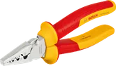 Alicate de crimpagem Bosch VDE de 180 mm com cabos isolados.