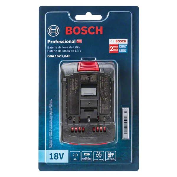 Embalagem de bateria de íons de lítio Bosch 18V 2.0Ah.