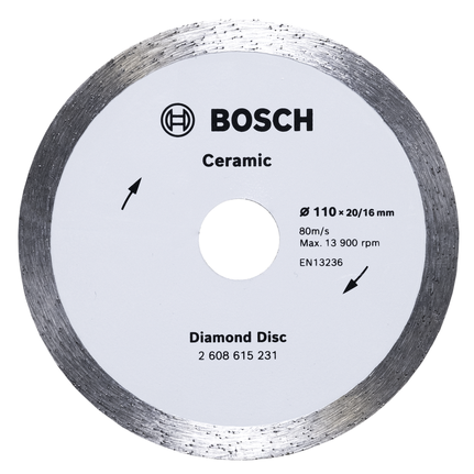 Disco diamantado cerâmico Bosch 110 mm para corte de azulejos.