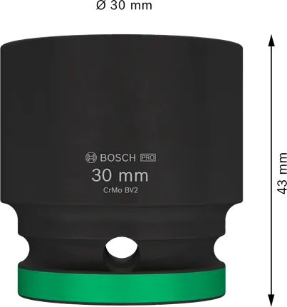 Soquete de impacto Bosch PRO 1/2 polegada 30 mm padrão.