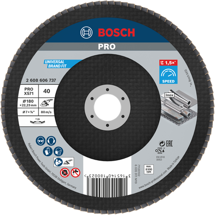 Disco lamelar Bosch PRO X571 180 mm G40 para retificação de metais.